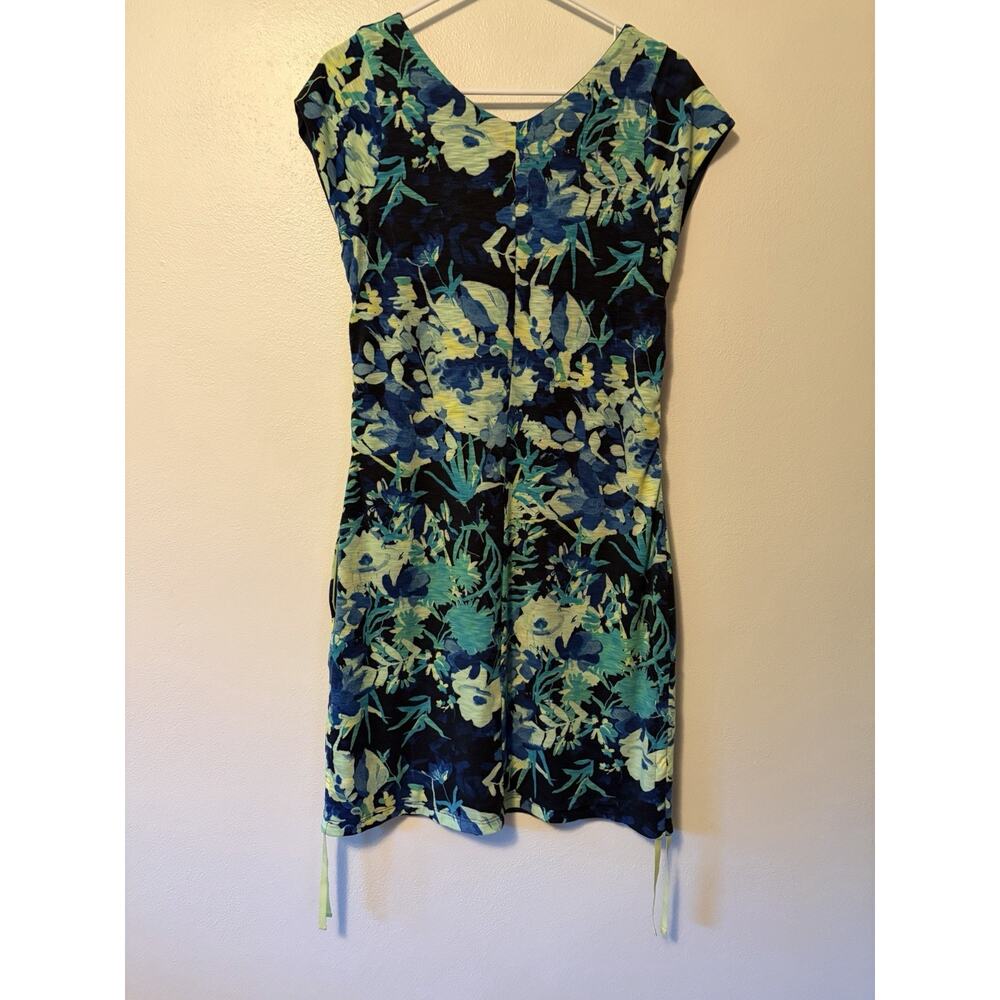 Title Nine Reversible Dress 2 In 1 Navy Blue & Floral Medium Rouched Sides New - Picture 6 of 13